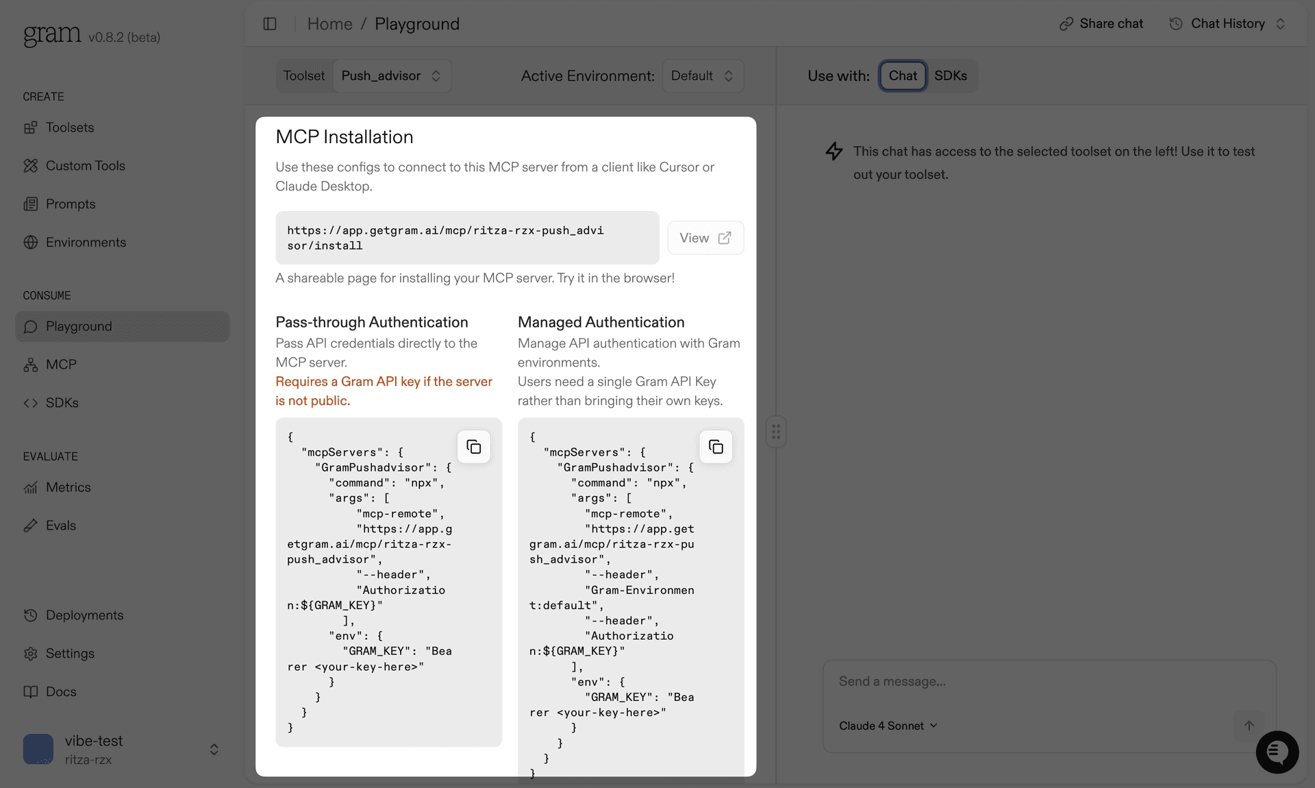 Gram Authenticated Server